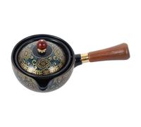 ANDRESLAD Heat Resistant Ceramic Teapot Side Handle, Blue, Retro Style Tea Kettle for Loose Leaf Brewing