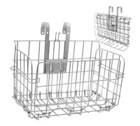 ANDRESLAD Heavy Duty Foldable Detachable Bicycle Rear Basket with Metal Frame Mounting for Bikes and Scooters Silver Carrier for Vegetables and Cargo Storage