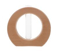 ANDRESLAD Hydroponic Glass Planter with Rustic Wooden Stand for Indoor Plants Desktop Terrarium Vase for Flower Cuttings and Home Glass Plant Holder for Office and Garden Display