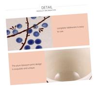 ANDRESLAD Japanese Ceramic Tableware for One Person with Plum Blossom Pattern Household Dinnerware Including Plate Bowl Cup Spoon and Chopsticks Clean Japanese Style Tableware for Everyday