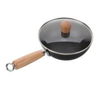 ANDRESLAD Japanese Style Small Non-Stick Wok Pan with Lid Household Chinese Frying Pan for Cooking Easy-Clean Kitchenware for Stovetop Use Practical Mini Flat-Bottom Skillet