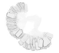 ANDRESLAD Jewelry Price Tags with Resilient String and Silver Border, 200Pcs Small White Paper Tags for Retail Display and Pricing Accessories