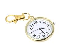 ANDRESLAD Luminous Key Ring Watch White Dial Gold Case Unisex Pocket Hanging Watch for Seniors Portable Glow-in-The-Dark for Daily Use