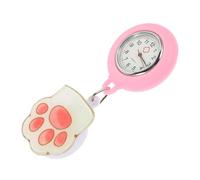 ANDRESLAD Luminous Nurse Pocket Watch Clip-on Medical Fob Watch Brooch for Nurses and Doctors Pink Floral Design Glow-in-The-Dark Dial Lightweight for Healthcare Professionals