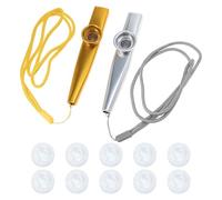 ANDRESLAD Metal Kazoo with Ropes Small Portable Musical Instrument for Beginners Easy to Play Educational Includes Replacement Membranes for Learning and Travel