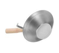 ANDRESLAD Mud Pan Drywall Bucket Scoop with Wood Handle, Stainless Steel Plaster Scraping Scoop for Construction and Cement Mixing Tools