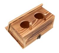 ANDRESLAD Natural Solid Wood Bird House Double Nesting Box with Perch for Budgies and Lovebirds Outdoor Parrot Breeding Box for Garden Birds and Resting