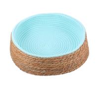 ANDRESLAD Natural Wicker Pet Sleeping Bed Round Woven Dog Cat Mat Comfortable Soft Resting Nest for Small Dogs Puppies and Cats Indoor Use