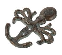 ANDRESLAD Octopus Cast Iron Wall Hook Nautical Sea Creature Decorative Coat Hanger Heavy Duty Metal Key Holder for Entryway Bedroom Bathroom Kitchen Storage