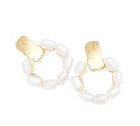 ANDRESLAD Pearl Hoop Earrings Small Round Simulated Pearl Studs Lightweight Decorative Earrings for Women Party Jewelry