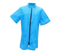 ANDRESLAD Pet Groomer Work Apron Anti-static Waterproof Long Zipper Blue Mid-sleeve Xl for Pet Salon Hospital School Use