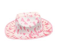ANDRESLAD Pink Cow Pattern Cowboy Hat Skin-friendly Cowgirl Hat for Halloween Bachelorette Birthday Party Cosplay Festival Masquerade Accessory for Women
