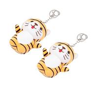 ANDRESLAD Plush Keychain Tiger Pendant 2pcs Orange - Cartoon Plush Tiger Keyring for Car Keys School Bag Backpack Handbag Ornament Gift