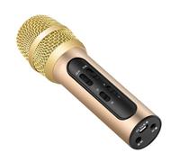 ANDRESLAD Professional Handheld Microphone for Singing with Built-in Sound Card, Metallic Gold Condenser Mic for Mobile Karaoke and Live Streaming in Uk