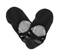 ANDRESLAD PU Leather Ballet Shoes for Women and No-tie Elastic Cross Strap Dance Flats with Soft Sole Breathable Polyester Lining Black Ballet Slippers for Yoga Stage Performance