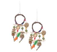 ANDRESLAD Rabbit Chew Toys 2pcs Hanging Small Animal Boredom Breaker Natural Handmade Bunny Accessories for Indoor Rabbits and Hamsters