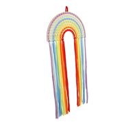 ANDRESLAD Rainbow Hair Bow Organizer Wall Hanging Decor for Baby Girls Woven Hair Accessories Storage 10 Clips Colorful Room Decoration