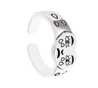 ANDRESLAD Retro Adjustable Alloy Heart Crying Face Ring Open Band Decorative Finger Jewelry for Women Teen Girls