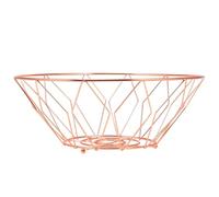 ANDRESLAD Rose Gold Iron Wire Fruit Basket, Geometric Snack and Vegetable Storage Tray, Multifunctional Home Kitchen Fruit Bowl for Living Room and Dining Table