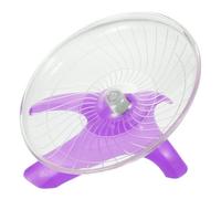 ANDRESLAD Silent Flying Saucer Hamster Wheel for Gerbils and Guinea Pigs Low Noise Exercise for Chinchillas Stress Relief and Active Play Small Pet Running Disc in Violet Transparent Design