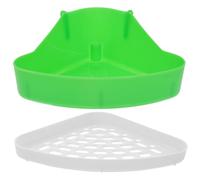 ANDRESLAD Small Animal Corner Litter Tray for Guinea Pig Rabbit Hamster Pet Toilet Training Box with Anti-leak Design Rounded Edges Washable Green for Cage Use