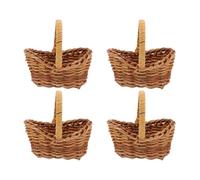 ANDRESLAD Small Wicker Basket with Handle 4Pcs Mini Handwoven Flower Baskets Rustic Storage Containers for Home Wedding Party Garden Decor