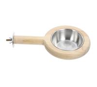 ANDRESLAD Stainless Steel Bird Feeder Bowl with Perch for Parrot Cage Food and Water Holder Suitable for Doves Finches Cockatiels Easy Cage Installation Convenient Feeding Access for Pet