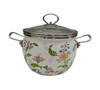 ANDRESLAD Thickened Enamel Soup Pot with Lid Household Stockpot for Electric and Induction Stoves Flat Bottom Stew Pan with Dual Handles Lightweight and Practical Cooking Saucepan for Dinner