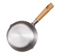 ANDRESLAD Traditional Japanese Stainless Steel Yukihira Pan Wooden Handle Hanging Ring Milk Saucepan for Cooking Soup and Food