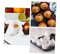 ANDRESLAD Tulip Shape Muffin Liners Greaseproof Cupcake Wrappers Food-Grade Paper Baking Cups in White Natural Coffee Colors for Weddings Birthdays and Parties