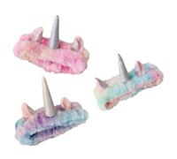 ANDRESLAD Unicorn Sequin Hair Bands 3pcs Set Coral Fleece Elastic Makeup Headbands for Face Washing and Spa Use Girls Women Blue Pink