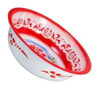 ANDRESLAD Vintage Enamel Washing Bowl 36Cm Thickened Red Double Happiness Basin, Large Old Fashioned Kitchen Mixing and Fruit Bowl for Food Prep and Vegetable Cleaning