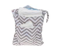ANDRESLAD Waterproof Infant Diaper Bag with Dual Zipper Reusable Wet Dry Baby Diaper Pouch for Travel and Nursery Grey Waved Design
