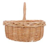 ANDRESLAD Willow Picnic Basket with Handles Handwoven Wicker Bread Basket Natural Wood Color for Outdoor Dining and Table Centerpiece Decoration