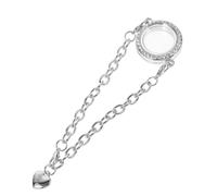 ANDRESLAD Women’s Floating Locket Bracelet Round Photo Frame Charm with Alloy Build Holds Personal Photos or Decorative Stones Versatile DIY Memory Jewellery