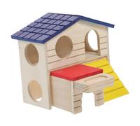 ANDRESLAD Wooden Hamster Hideout Castle with Double Decks Large Rat Nest for Small Pets Chinchilla Playhouse Natural Material Small Animal House for Comfortable Sleep and Climbing