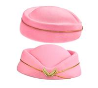 ANDRESLAD Woolen Stewardess Hat Set 2pcs Flight Attendant Costume Headwear for Women Vintage 1940s Style Cosplay Accessories for Themed Events and Performances