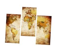 ANDRESLAD World Map Wall Picture Set, 3-panel Creative Indoor Wall Art Decor for Living Room and Bedroom, Large Decorative Hanging Geography
