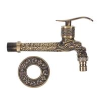 ANDRESLAD Zinc Alloy Retro Garden Faucet Wall-Mounted European Style Outdoor Tap with Decorative Dragon Handle Antique Finish Waterfaucet for Single Installation