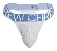 Andrew Christian Underwear, Almost Naked Sheer Atlas Thongs, White/Blue, Men's Size M, Pack of 1