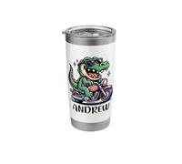 Andrew Fun Alligator Motorcycle Design for Boys Name Andrew Stainless Steel Insulated Tumbler