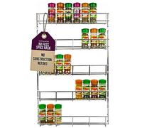 andrew james 1/2/3/4/5 Spice Rack Organiser - No Assembly Needed | Chrome Hanging Spice Shelf for Inside Cupboard Door or Wall Mounted | Kitchen Organiser & Storage Rack with Fixings - Holds 40 Jars