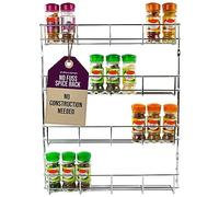 andrew james 1/2/3/4/5 Spice Rack Organiser - No Assembly Needed | Chrome Hanging Spice Shelf for Inside Cupboard Door or Wall Mounted | Kitchen Organiser & Storage Rack with Fixings - Holds 32 Jars
