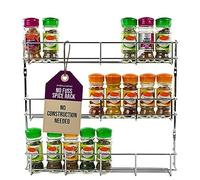 andrew james 1/2/3/4/5 Spice Rack Organiser - No Assembly Needed | Chrome Hanging Spice Shelf for Inside Cupboard Door or Wall Mounted | Kitchen Organiser & Storage Rack with Fixings - Holds 24 Jars