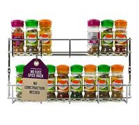 andrew james 1/2/3/4/5 Spice Rack Organiser - No Assembly Needed | Chrome Hanging Spice Shelf for Inside Cupboard Door or Wall Mounted | Kitchen Organiser & Storage Rack with Fixings - Holds 16 Jars