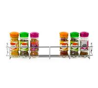 andrew james 1/2/3/4/5 Spice Rack Organiser - No Assembly Needed | Chrome Hanging Spice Shelf for Inside Cupboard Door or Wall Mounted | Kitchen Organiser & Storage Rack with Fixings - Holds 8 Jars