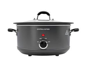 Andrew James 3.5L Slow Cooker - Sear-to-Simmer - Large Hob-Proof Aluminium Pot, Shatter-Resistant & Easy-Clean Design 3 Heat Settings & Glass Lid, Ideal for Family Meals, Curries & Batch Cooking