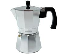 andrew james 6 Cup Moka Pot Coffee Percolator, Italian Espresso Maker Stove top Coffee Maker for Ground Coffee, Aluminium Mocha Pot with Cool Touch Handle (Silver)