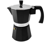 andrew james 6 Cup Moka Pot Coffee Percolator, Italian Espresso Maker Stove top Coffee Maker for Ground Coffee, Aluminium Mocha Pot with Cool Touch Handle (Black)