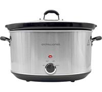 Andrew James 8L Slow Cooker - Roast-to-Rest - Extra Large Family Slow Cooker with Ceramic Pot, Easy-Clean Design, 3 Heat Settings & Glass Lid - Ideal for Roasts, Soups & Party Meals S/Steel